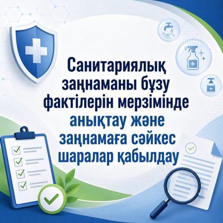 Санитариялық заңнаманы бұзу фактілерін мерзімінде анықтау және заңнамаға сәйкес шаралар қабылдау